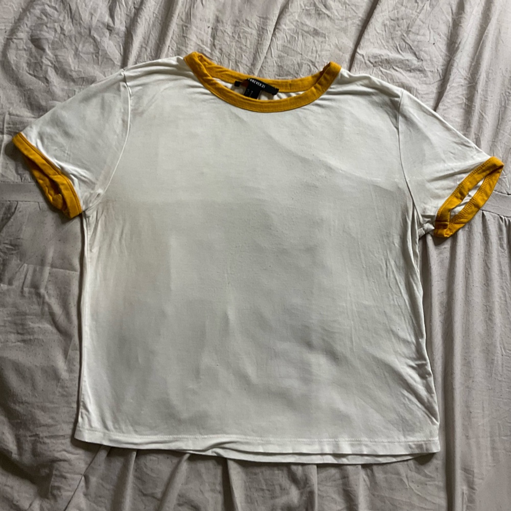 White Trim Crew Neck Tee | Forever 21